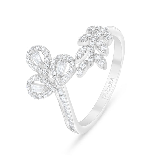 Sterling Silver 925 Ring Rhodium Plated Embedded With White Zircon