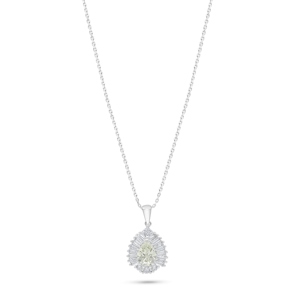 Sterling Silver 925 Necklace Rhodium Plated Embedded With Diamond Zircon And White Zircon