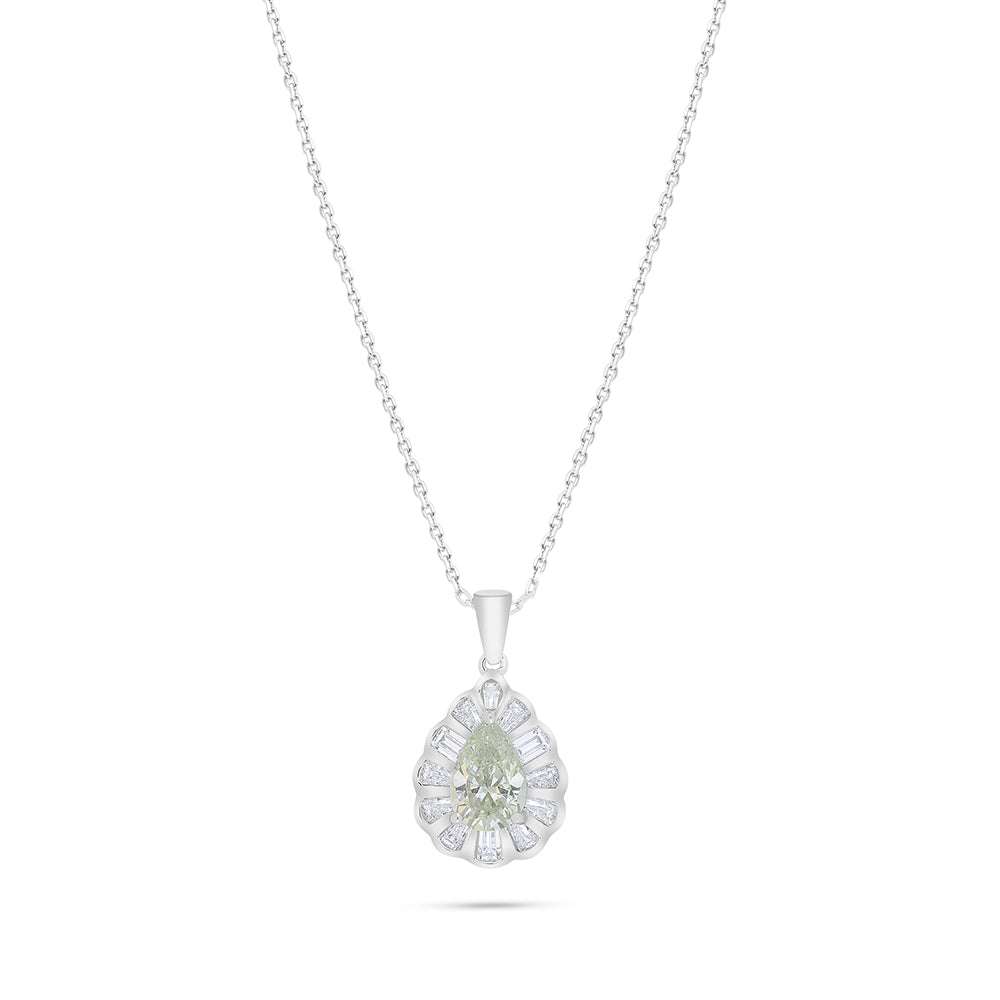Sterling Silver 925 Necklace Rhodium Plated Embedded With Diamond Zircon And White Zircon