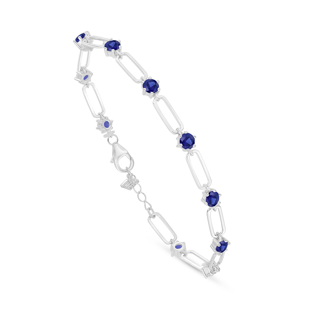 اسورة من الفضة الخالصة عيار 925 مطلية روديوم مرصعة زفير كروندوم