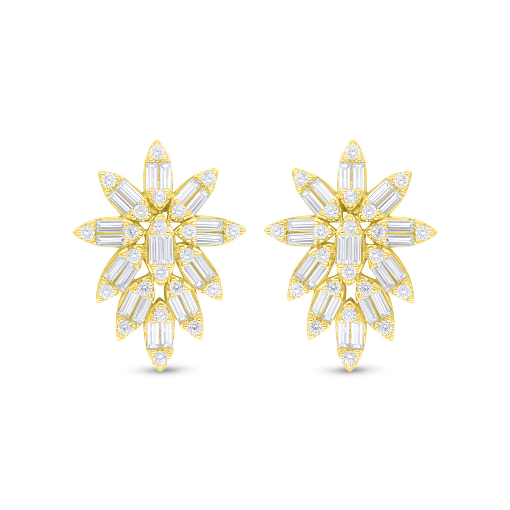 اقراط من الفضة الخالصة عيار 925 مطلي ذهبي مرصع فص ابيض