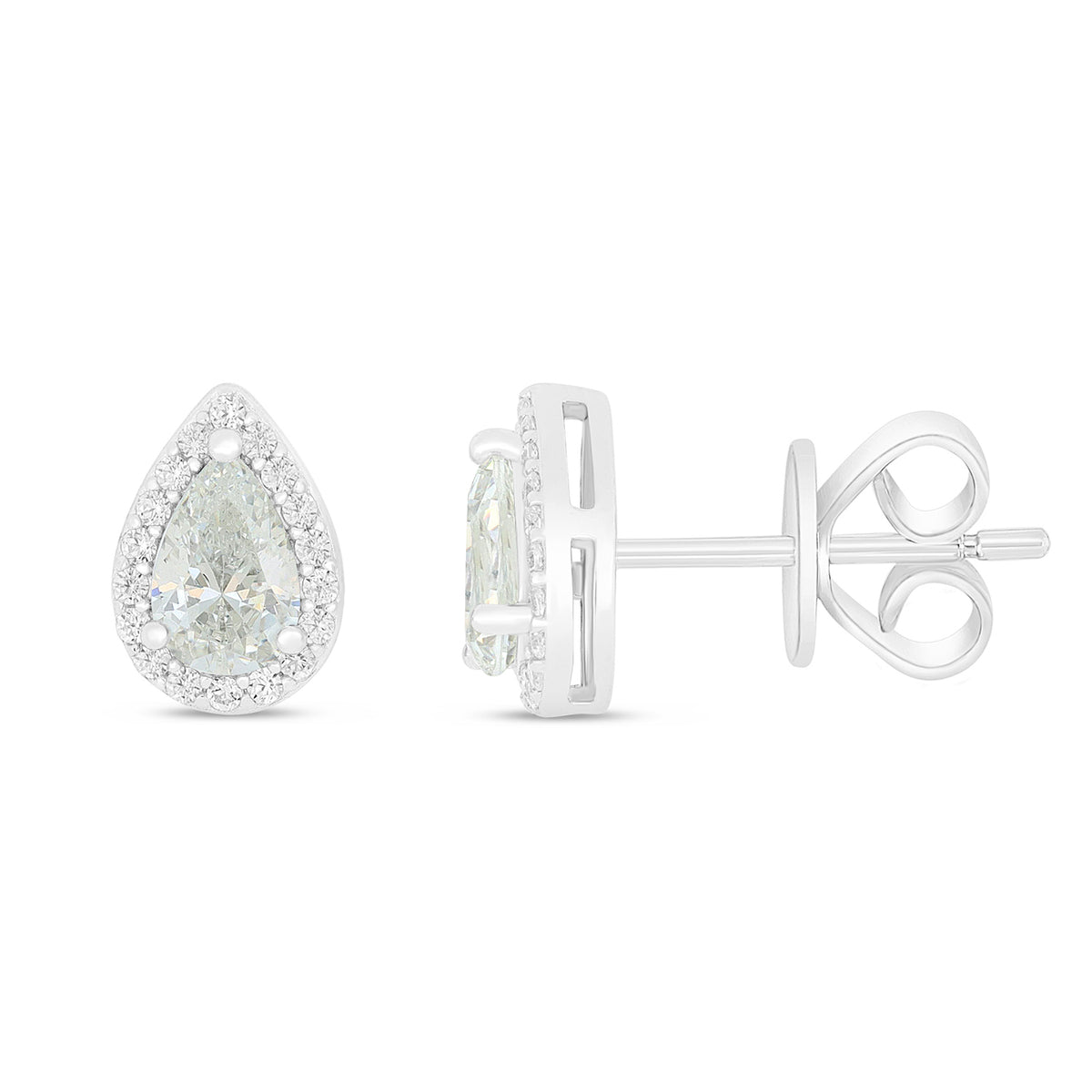 Sterling Silver 925 Earring Rhodium Plated Embedded With Diamond Zircon And White Zircon