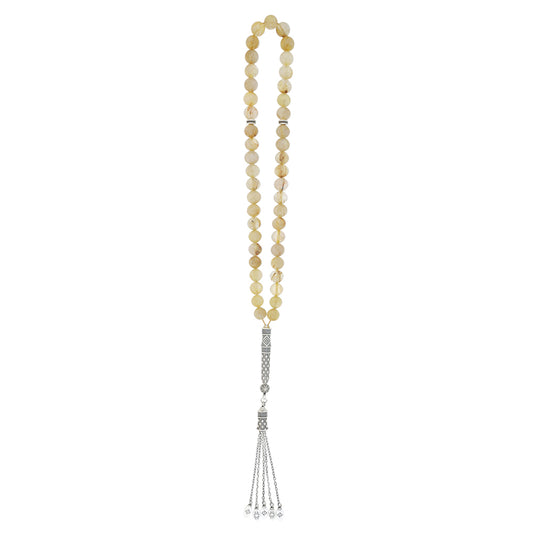 Natural Rutile Round Bead Rosary with 33 handmade prayer beads and a decorative tassel.