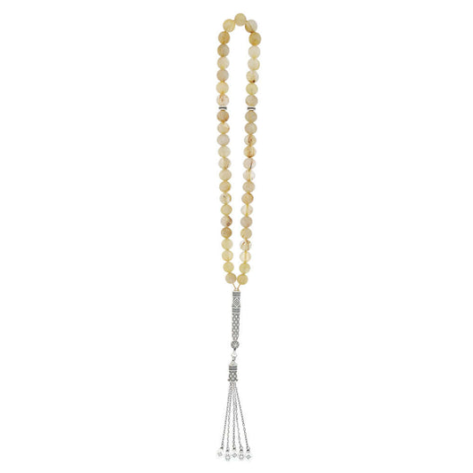 Natural Rutile Round Bead Rosary with 33 handmade prayer beads and a decorative tassel.