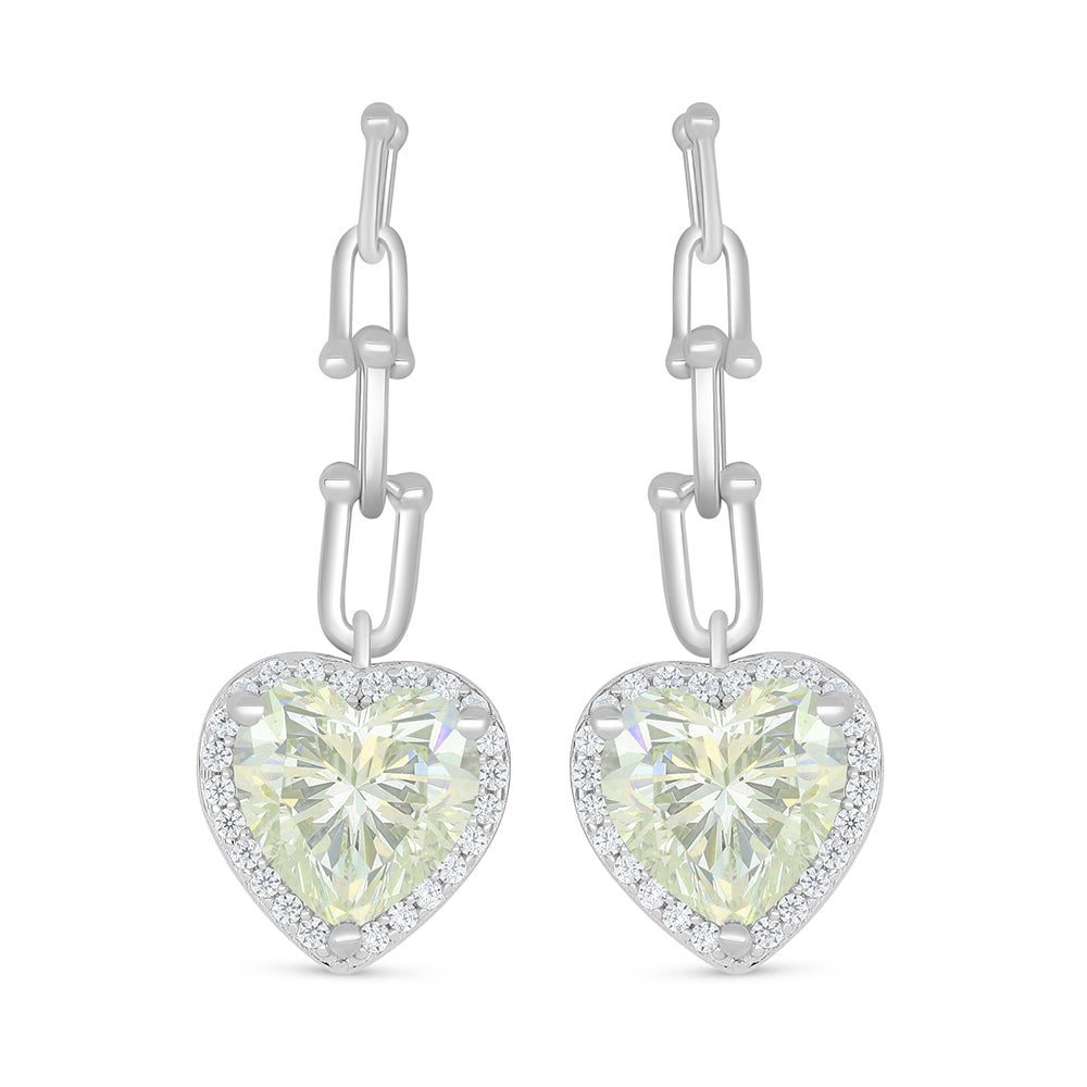 Sterling Silver 925 Earring Rhodium Plated Embedded With Diamond Zircon And White Zircon
