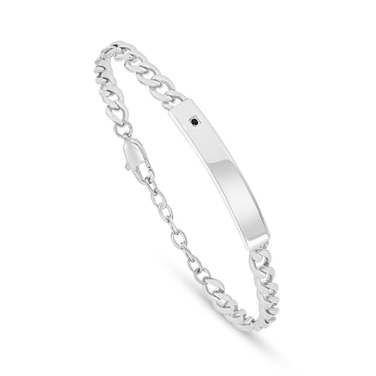 اسورة رجالي ستانلس ستيل لون فضي و فص ابيض عيار 316L