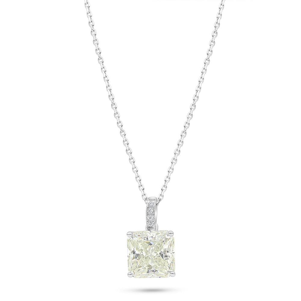 Sterling Silver 925 Necklace Rhodium Plated Embedded With Diamond Zircon And White Zircon