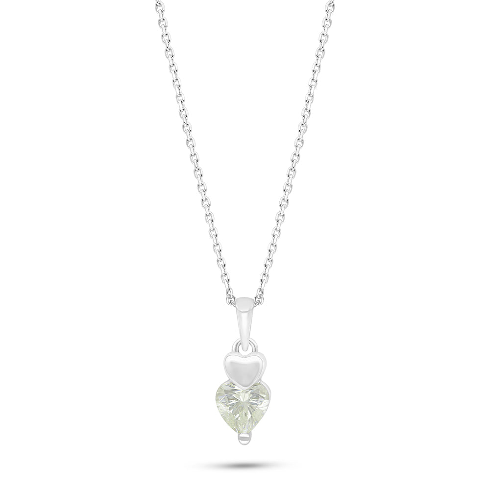 Sterling Silver 925 Necklace Rhodium Plated Embedded With Diamond Zircon