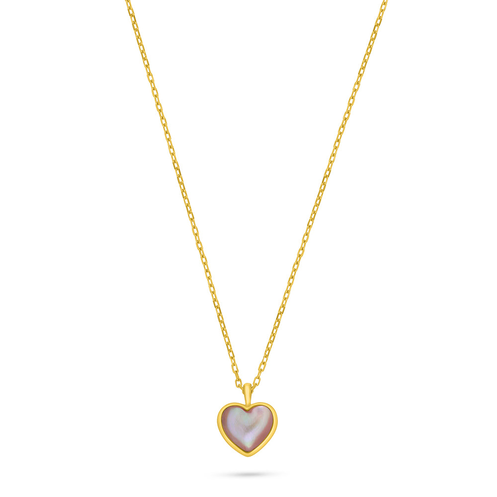 Sterling Silver 925 Necklace Golden Plated Embedded With Pink Shell n