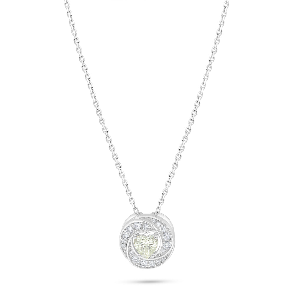 Sterling Silver 925 Necklace Rhodium Plated Embedded With Diamond Zircon And White Zircon