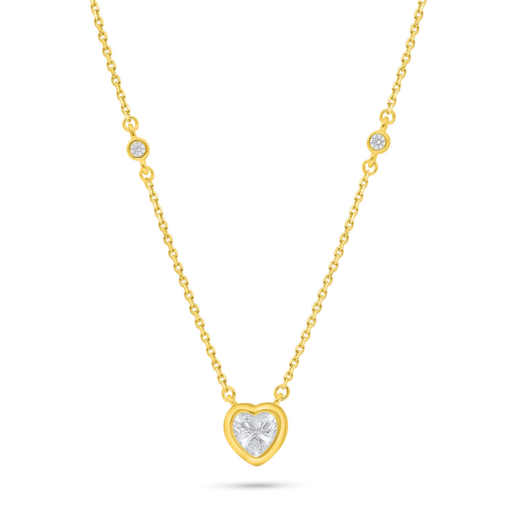 Sterling Silver 925 Necklace Golden Plated Embedded With White Zircon
