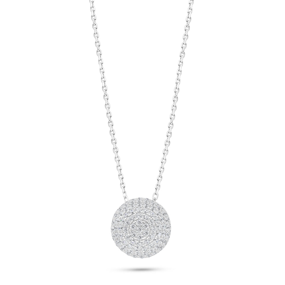 Sterling Silver 925 Necklace Rhodium Plated Embedded With White Zircon