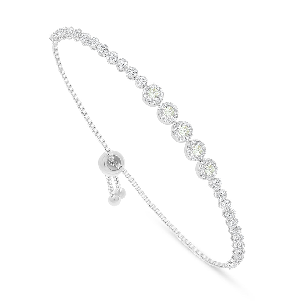 Sterling Silver 925 Bracelet Rhodium Plated Embedded With Diamond Zircon And White Zircon