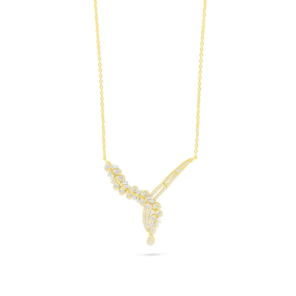 Sterling Silver 925 Necklace Golden Plated Embedded With White Zircon