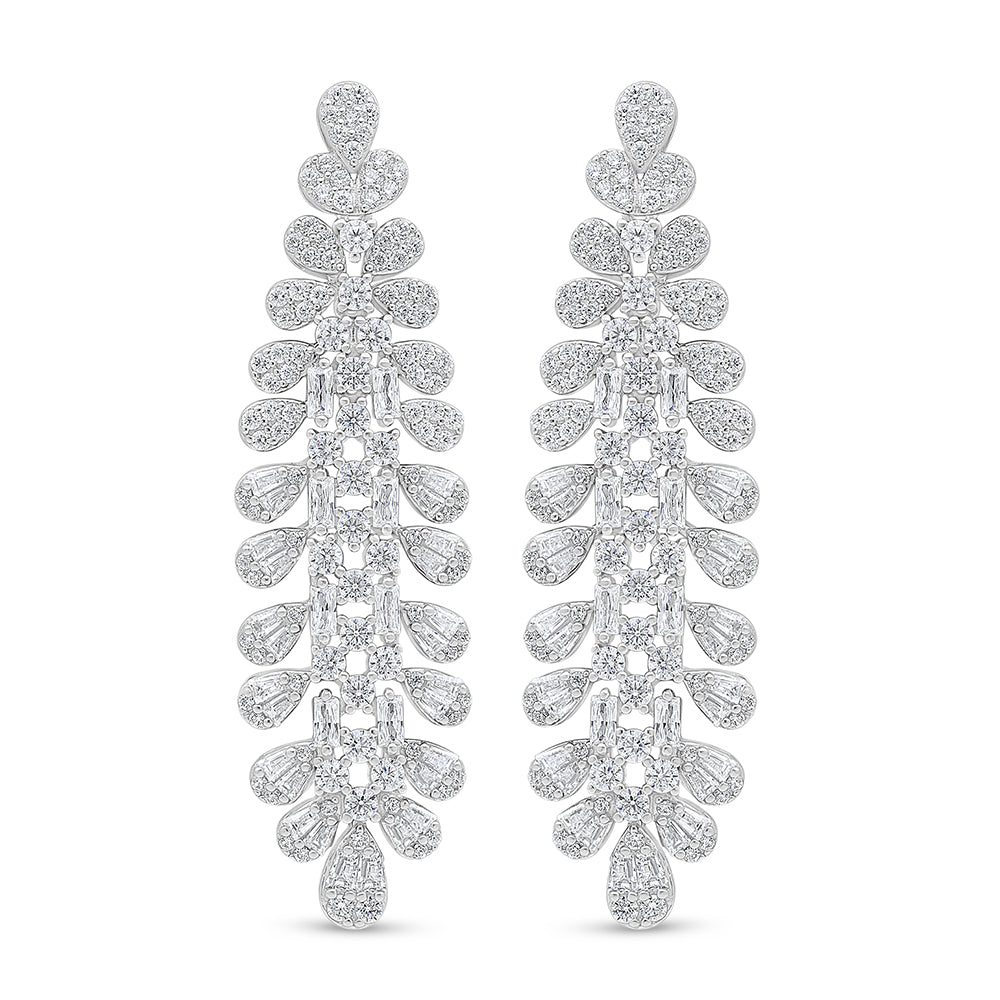 Sterling Silver 925 SET Rhodium Plated Embedded With White Zircon