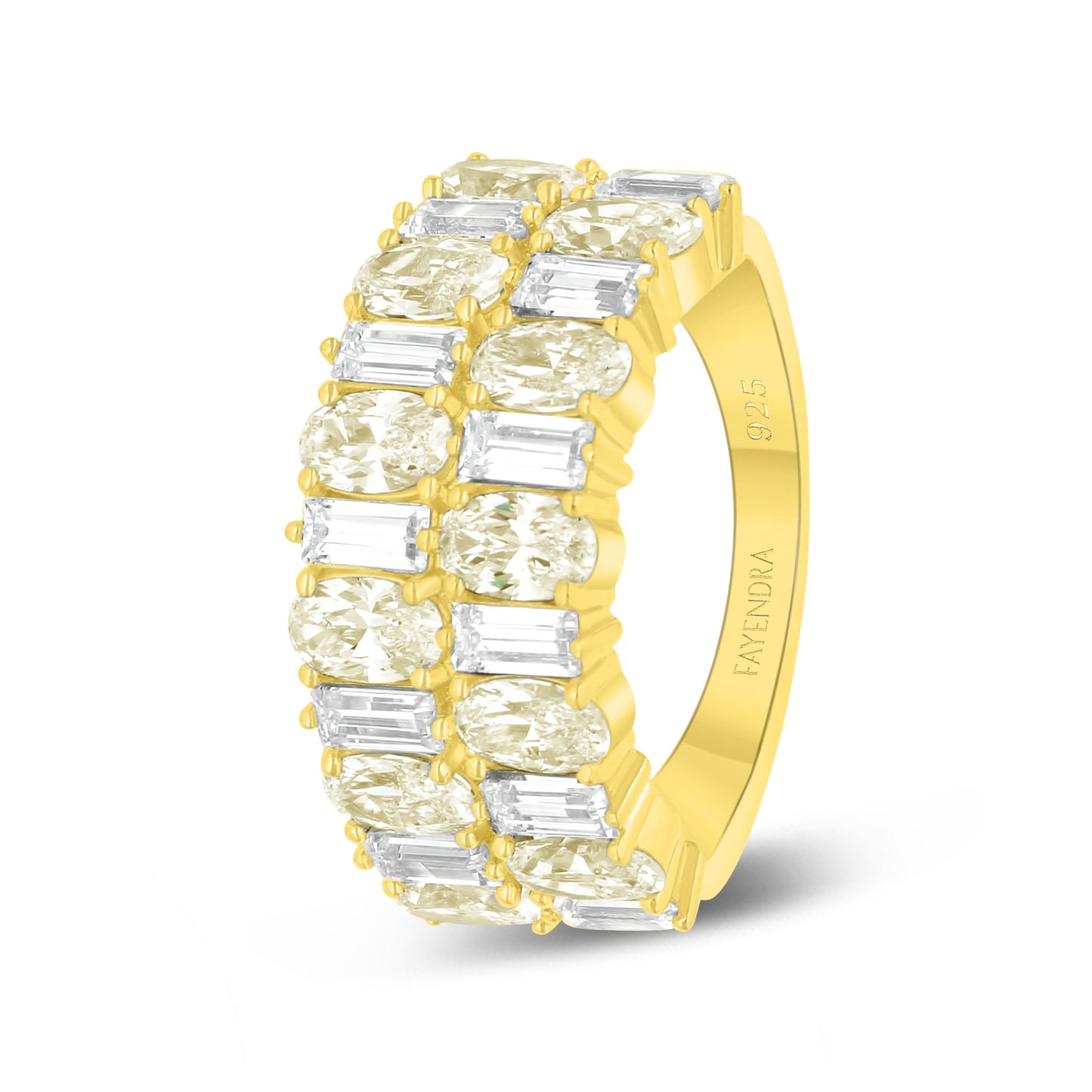 طقم فضة عيار 925 مطلي ذهبي مرصع زركون الكناري الالماسي و فص ابيض