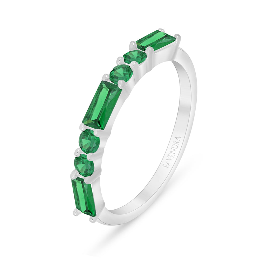 خاتم من الفضة الخالصة عيار 925 مطلي روديوم مرصع زركون زمردي