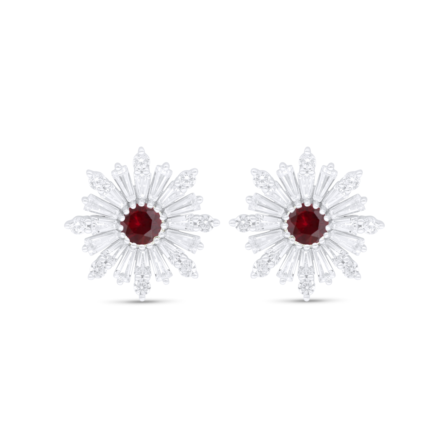 اقراط من الفضة الخالصة عيار 925 مطلي روديوم مرصع ياقوت كروندوم و فص ابيض