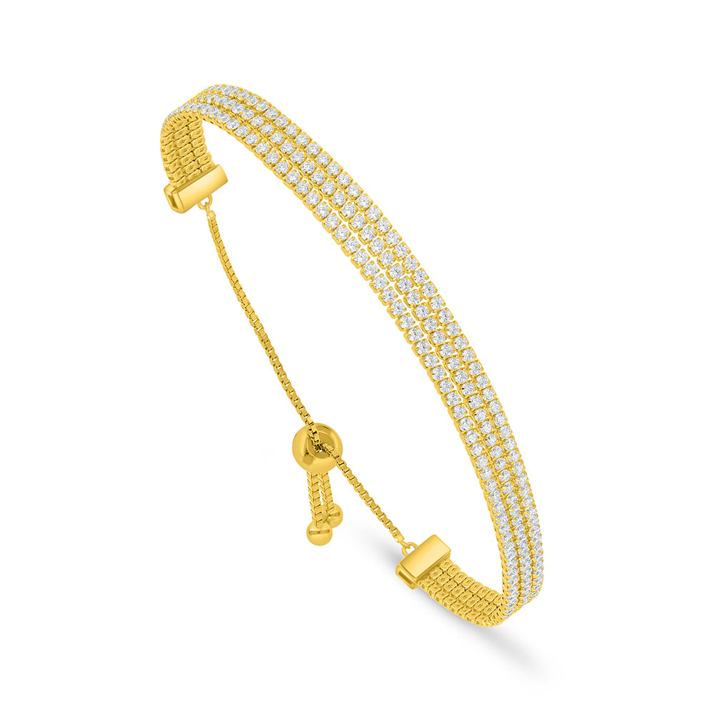 اسورة من الفضة الخالصة عيار 925 مطلية ذهبي مرصعة فص ابيض