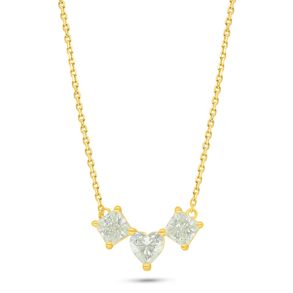 Sterling Silver 925 Necklace Golden Plated Embedded With Yellow Diamond