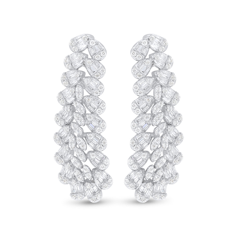 Sterling Silver 925 Earring Rhodium Plated Embedded With White Zircon