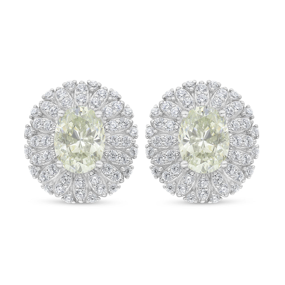 اقراط من الفضة الخالصة عيار 925 مطلي روديوم مرصع الزركون الكناري الالماسي و فص ابيض