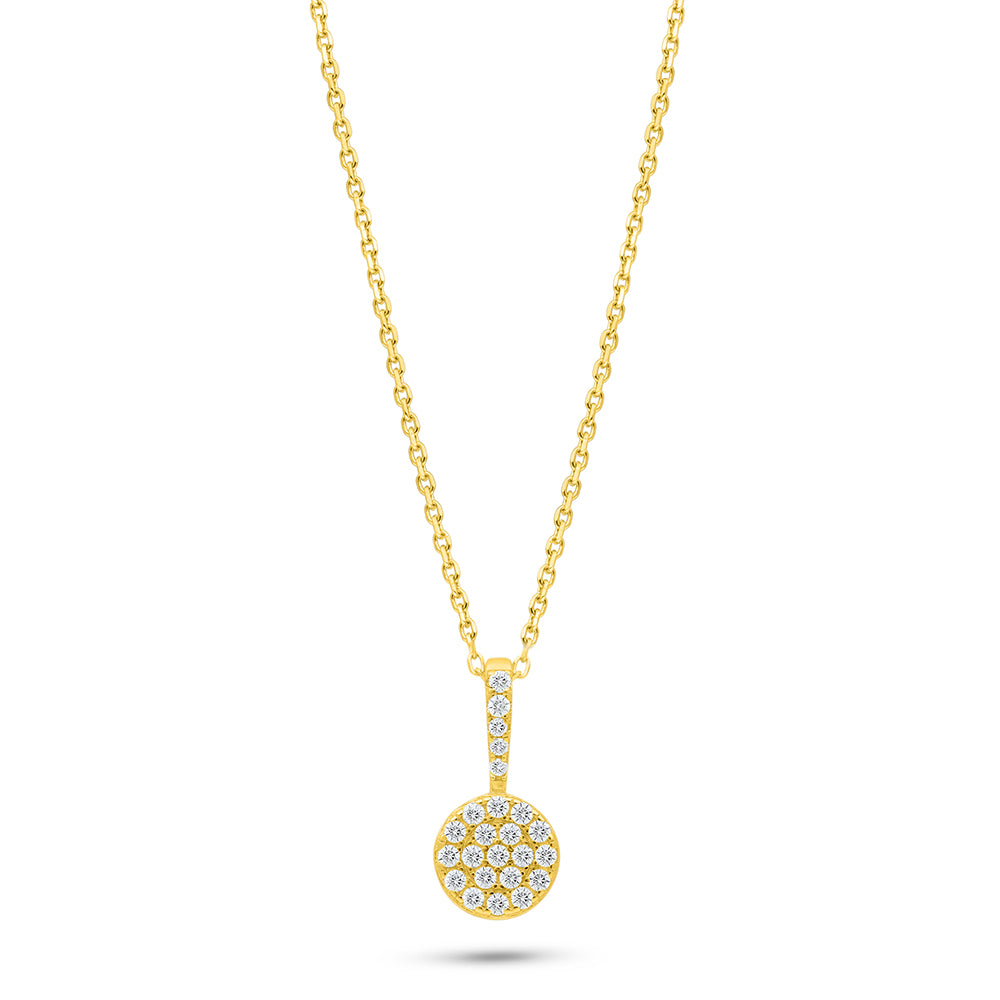 Sterling Silver 925 Necklace Golden Plated Embedded With White Zircon
