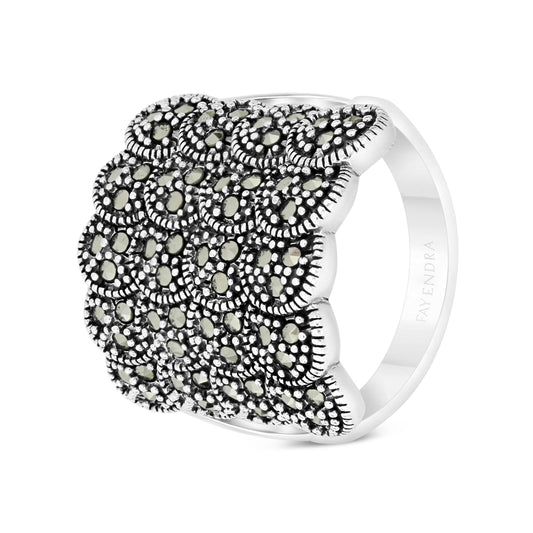 Sterling Silver 925 Ring Embedded With Marcasite Stones