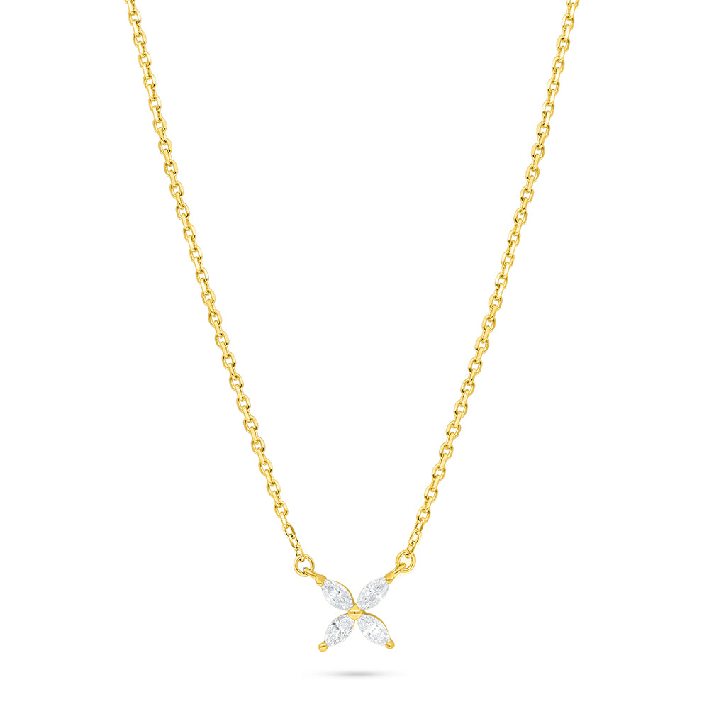Sterling Silver 925 Necklace Golden Plated Embedded With White Zircon