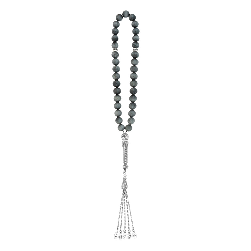Rosary 33 Eagle Eye Round Bead 09 mm With Oxidized Silver 925 Set