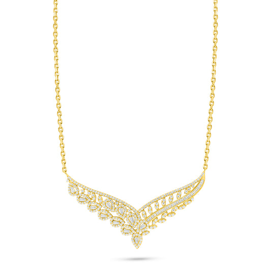 Sterling Silver 925 Necklace Golden Plated Embedded With White Zircon