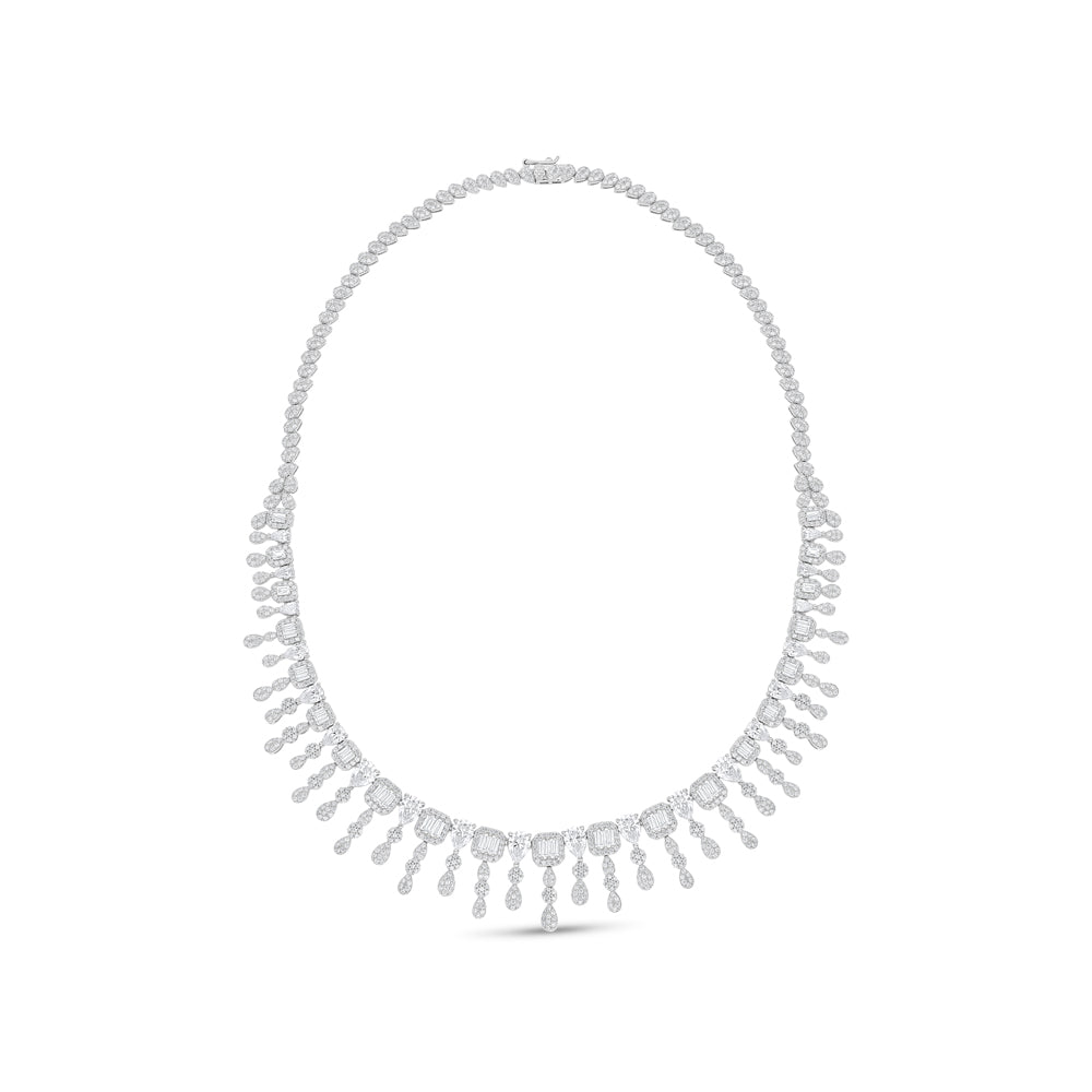 Sterling Silver 925 SET Rhodium Plated Embedded With White Zircon