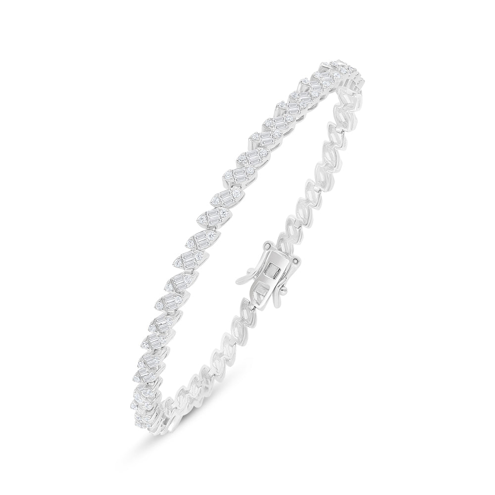 Sterling Silver 925 SET Rhodium Plated Embedded With White Zircon