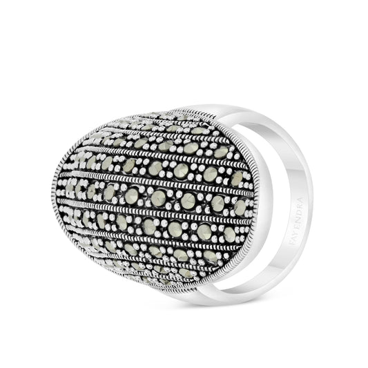 Sterling Silver 925 Ring Embedded With Marcasite Stones
