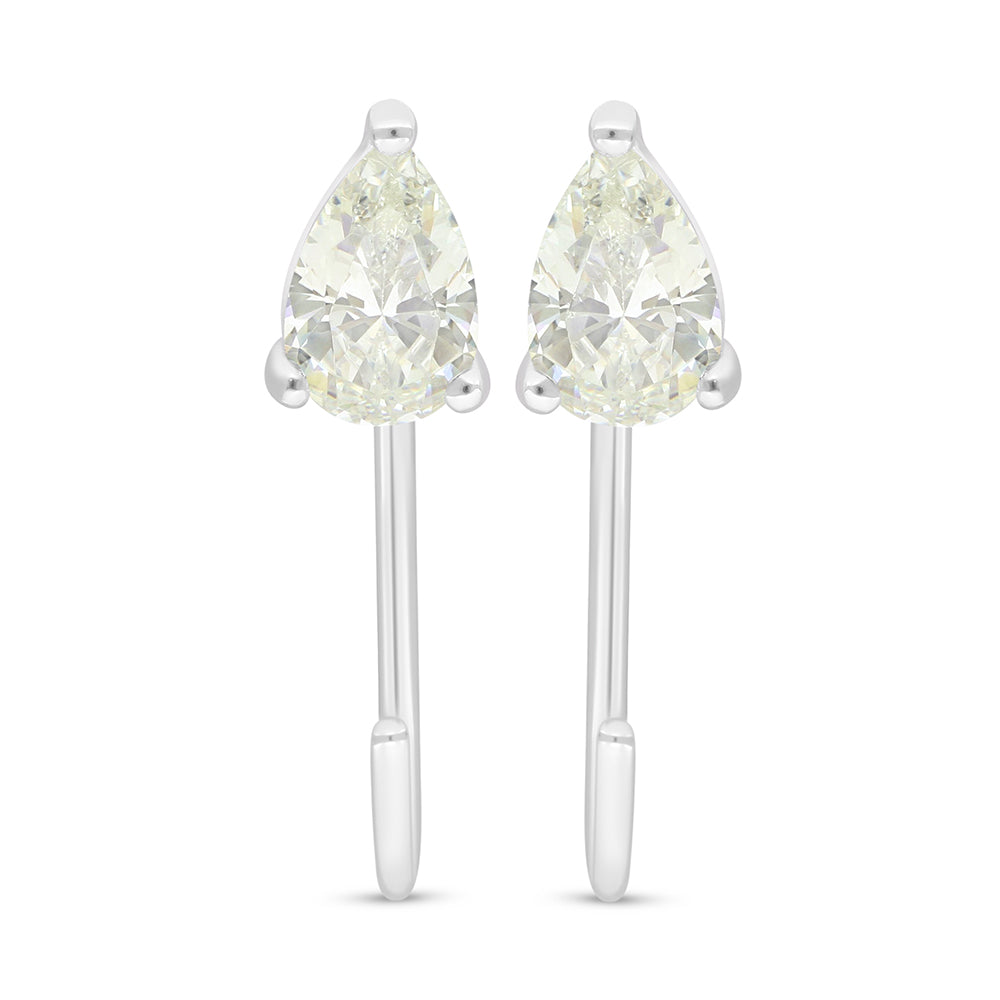 Sterling Silver 925 Earring Rhodium Plated Embedded With Yellow Diamond