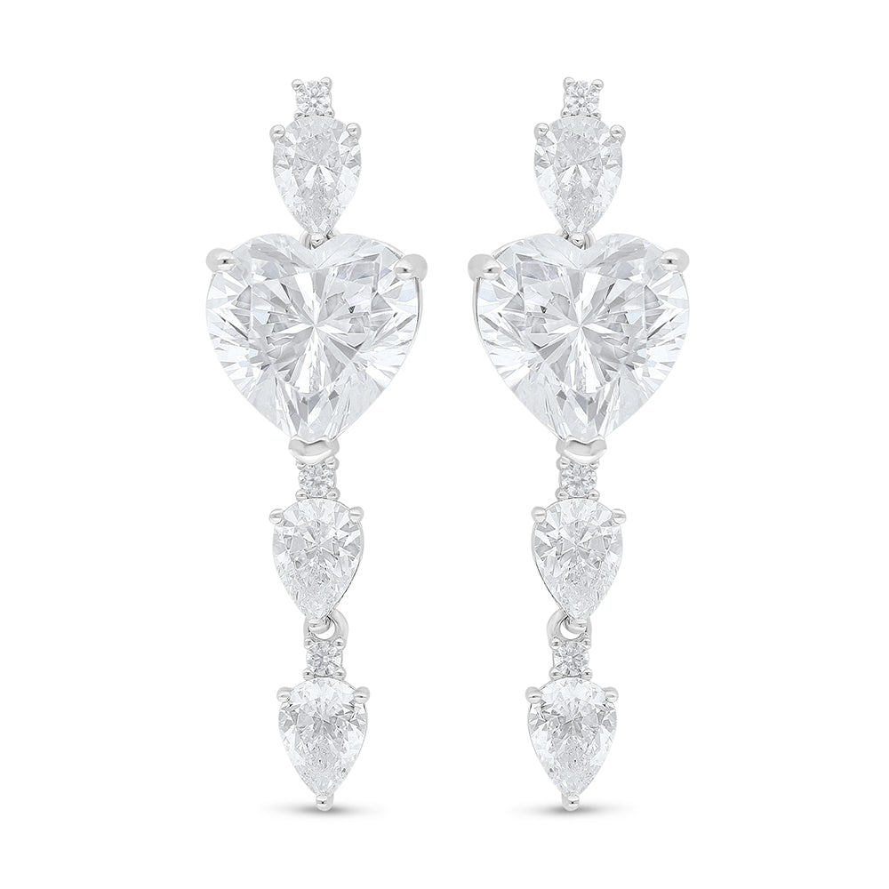 Sterling Silver 925 SET Rhodium Plated Embedded With White Zircon