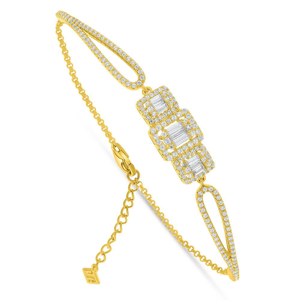 Sterling Silver 925 Bracelet Golden Plated Embedded With White Zircon