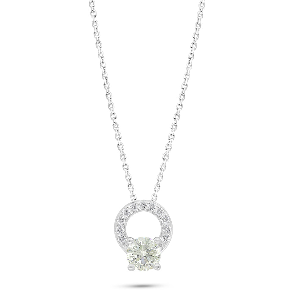 Sterling Silver 925 Necklace Rhodium Plated Embedded With Diamond Zircon And White Zircon