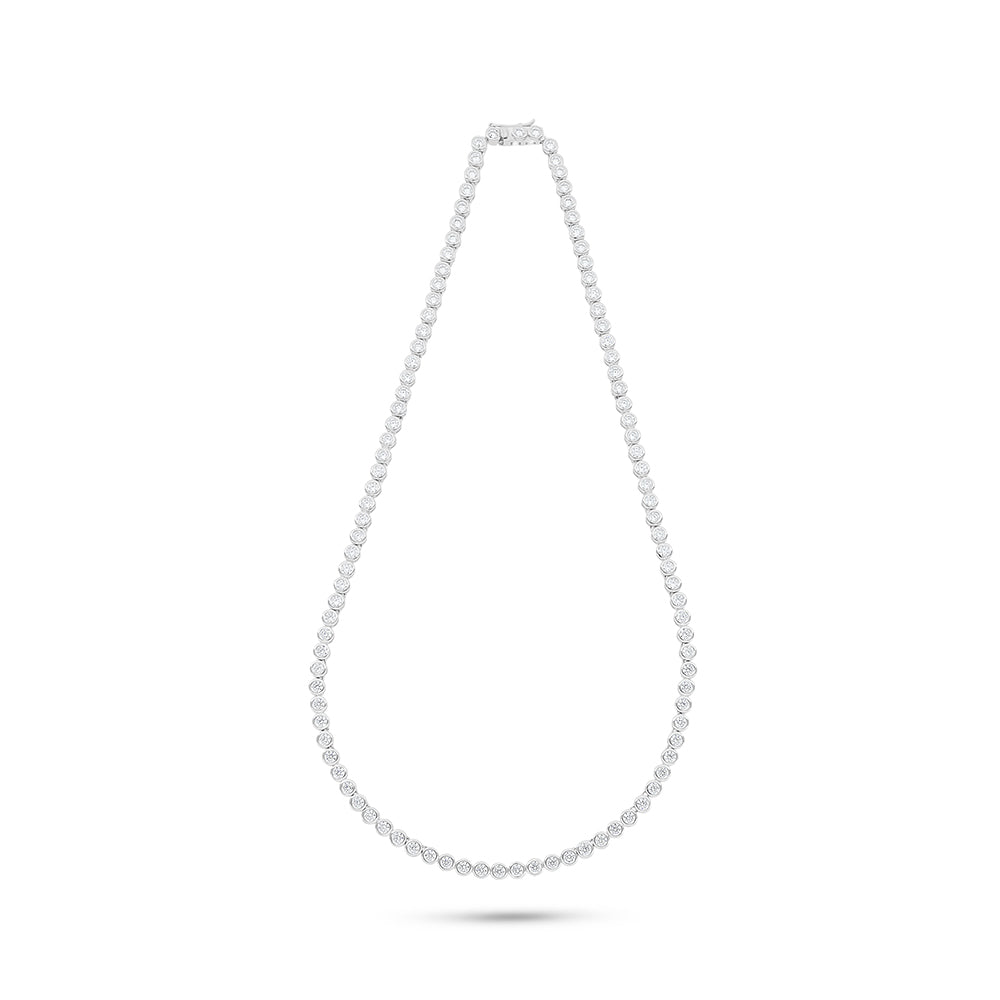 Sterling Silver 925 Necklace Rhodium Plated Embedded With White Zircon