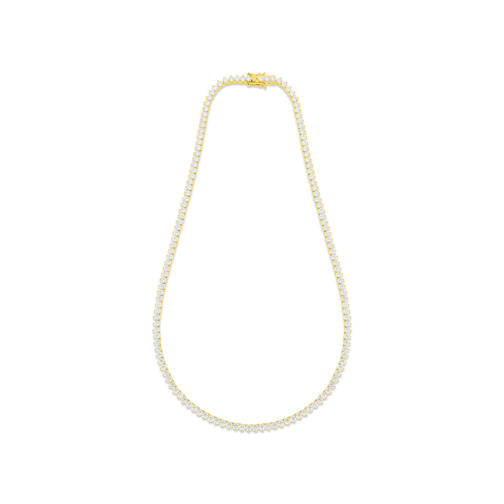 Sterling Silver 925 Necklace Golden Plated Embedded With White Zircon