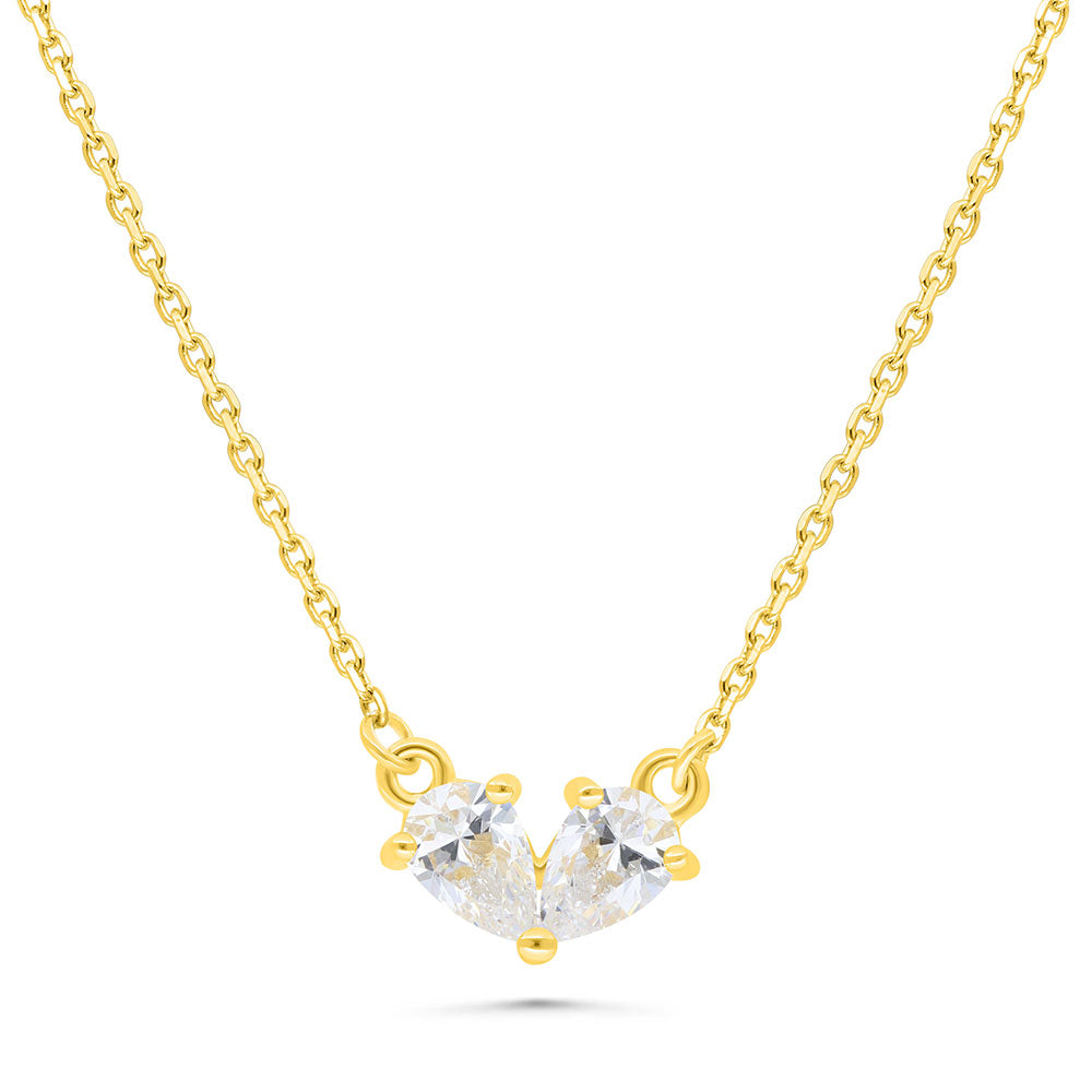 Sterling Silver 925 Necklace Golden Plated Embedded With White Zircon