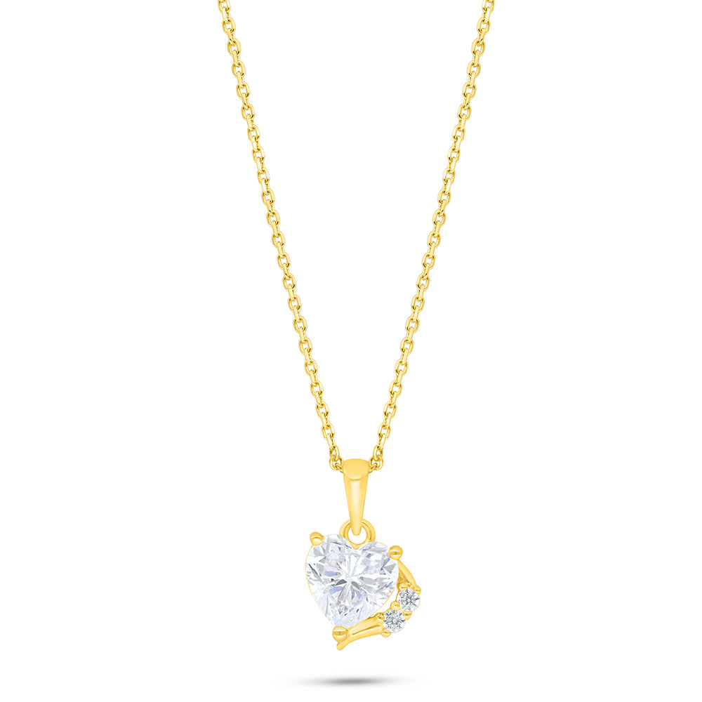 Sterling Silver 925 Necklace Golden Plated Embedded With White Zircon