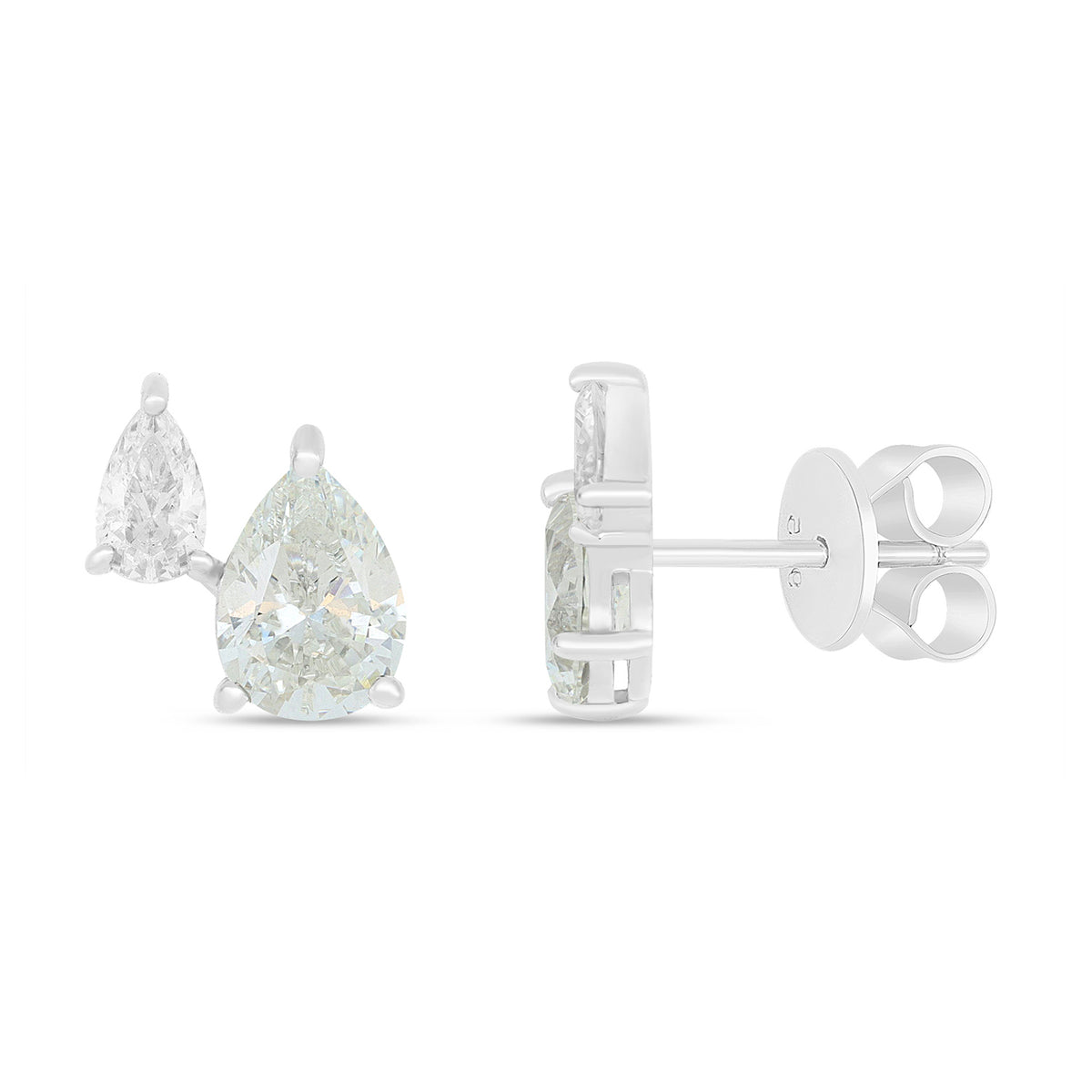 Sterling Silver 925 Earring Rhodium Plated Embedded With Diamond Zircon And White Zircon