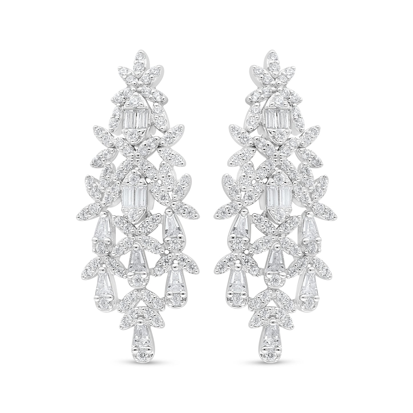 Sterling Silver 925 SET Rhodium Plated Embedded With White Zircon