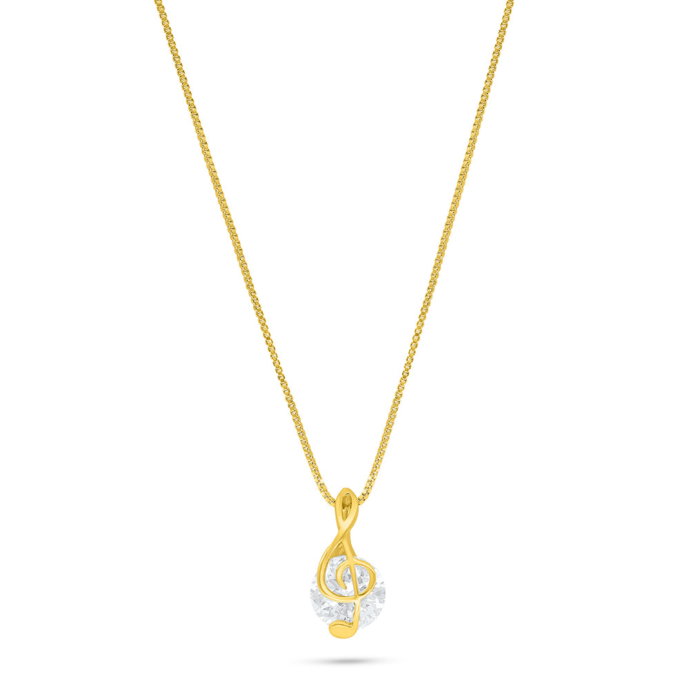 عقد من الفضة الخالصة عيار 925 مطلي ذهبي مرصع فص ابيض