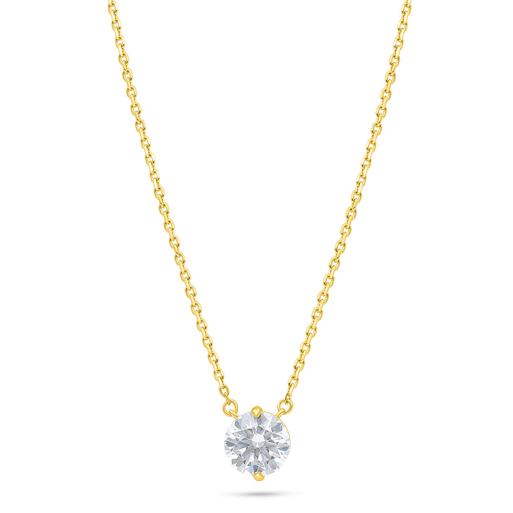 Sterling Silver 925 Necklace Golden Plated Embedded With White Zircon