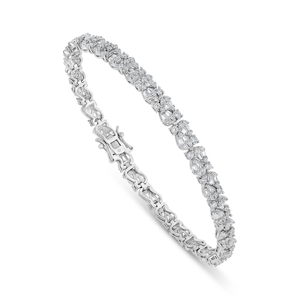Sterling Silver 925 Bracelet Rhodium Plated Embedded With White Zircon