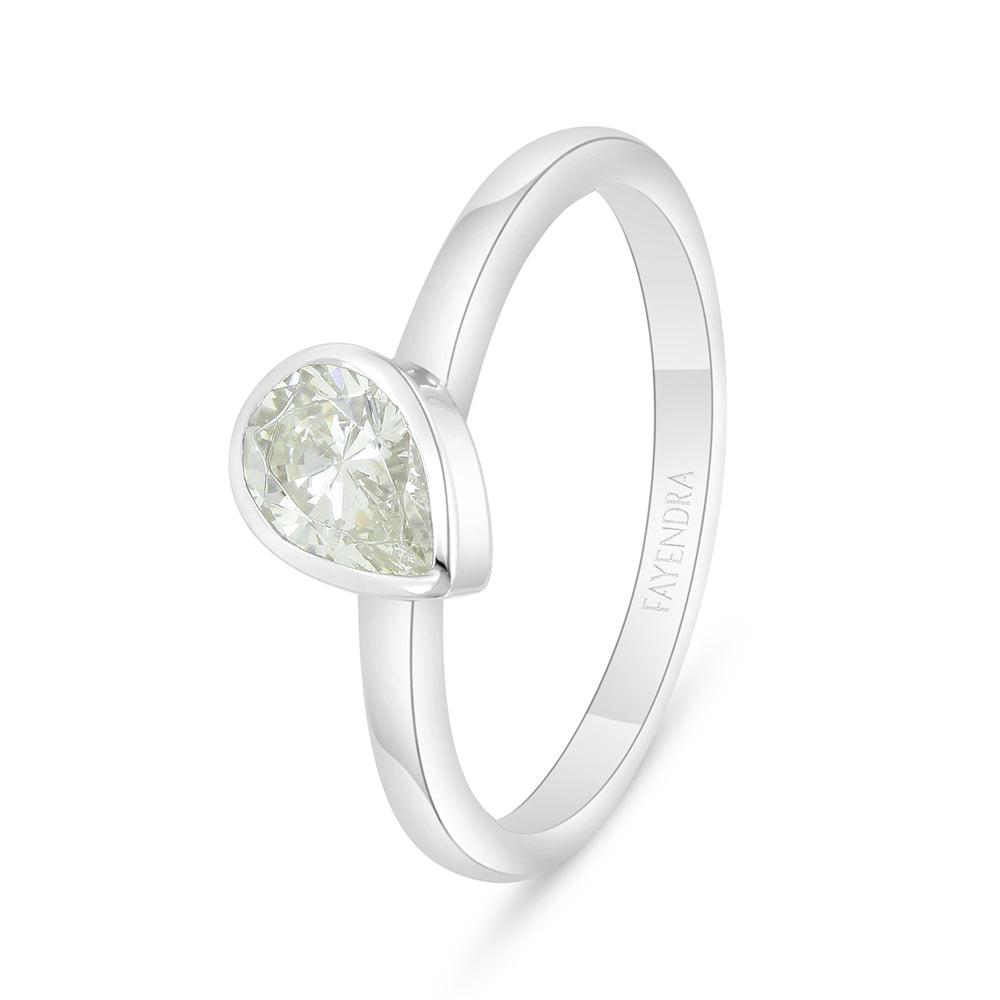 Sterling Silver 925 Ring Rhodium Plated Embedded With Yellow Diamond