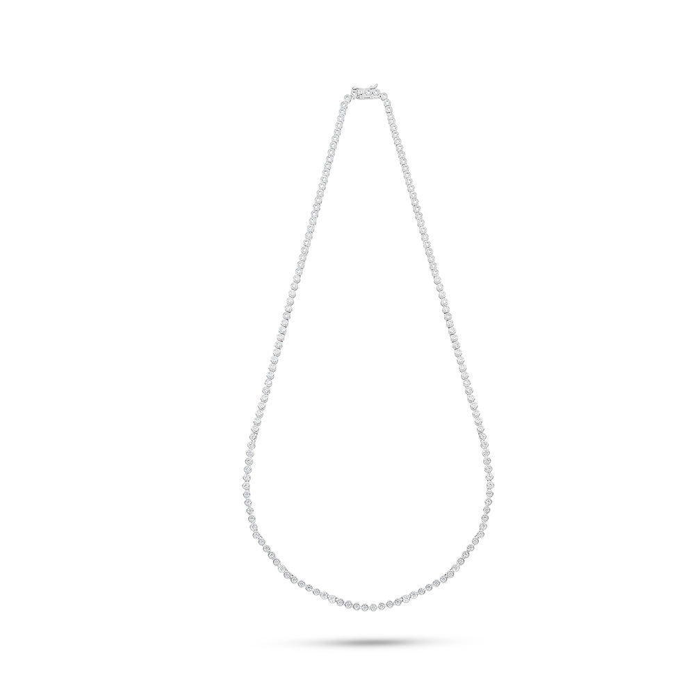 Sterling Silver 925 Necklace Rhodium Plated Embedded With White Zircon