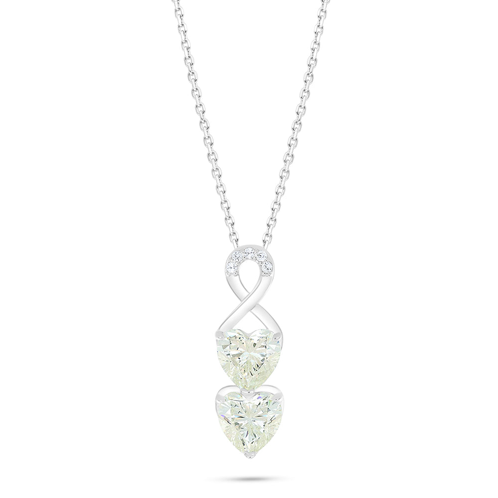 Sterling Silver 925 Necklace Rhodium Plated Embedded With Diamond Zircon And White Zircon